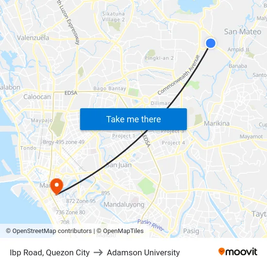 Ibp Road, Quezon City to Adamson University map