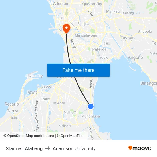 Starmall Alabang to Adamson University map