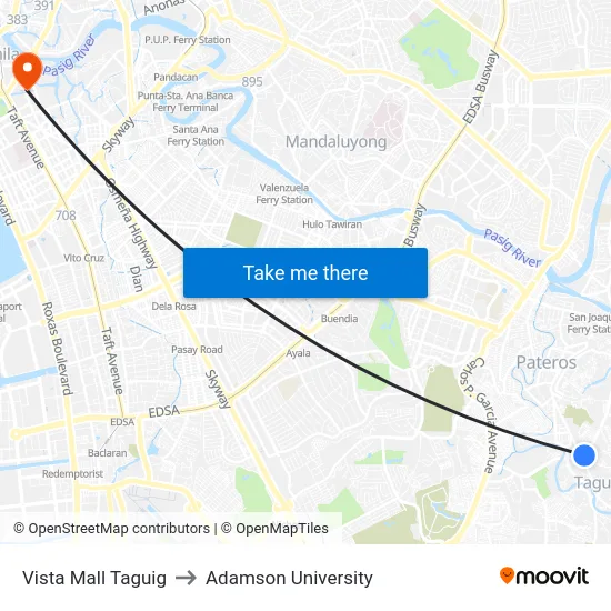 Vista Mall Taguig to Adamson University map