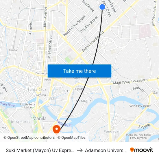 Suki Market (Mayon) Uv Express to Adamson University map
