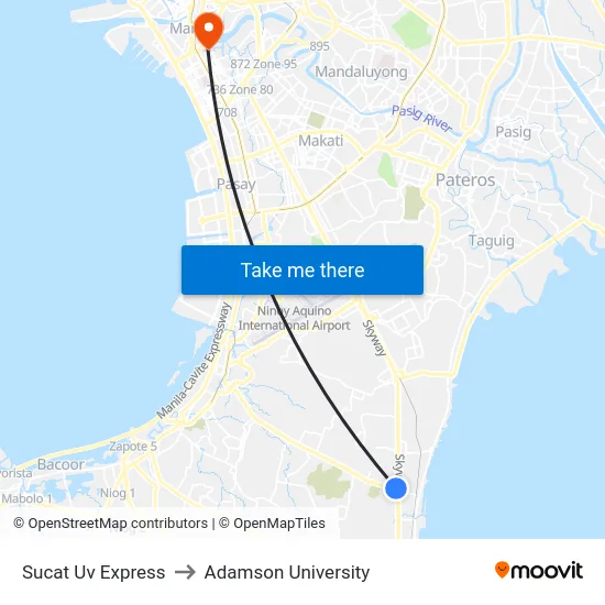 Sucat Uv Express to Adamson University map