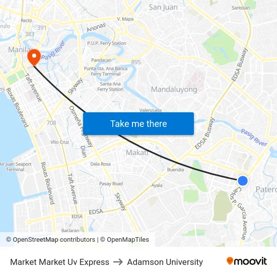 Market Market Uv Express to Adamson University map