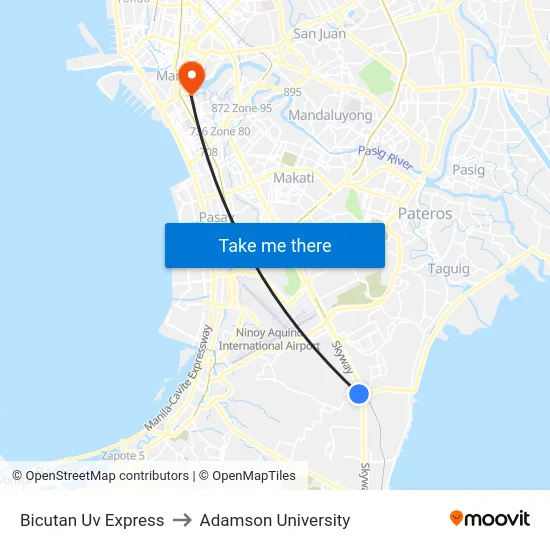 Bicutan Uv Express to Adamson University map