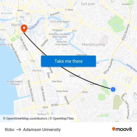 Rcbc to Adamson University map