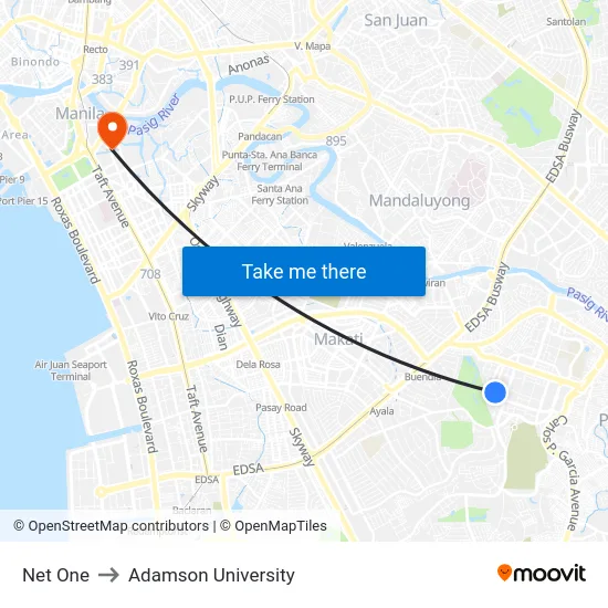 Net One to Adamson University map