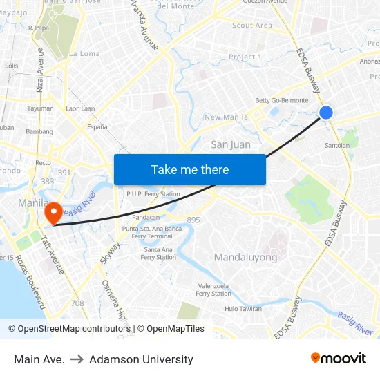 Main Ave. to Adamson University map