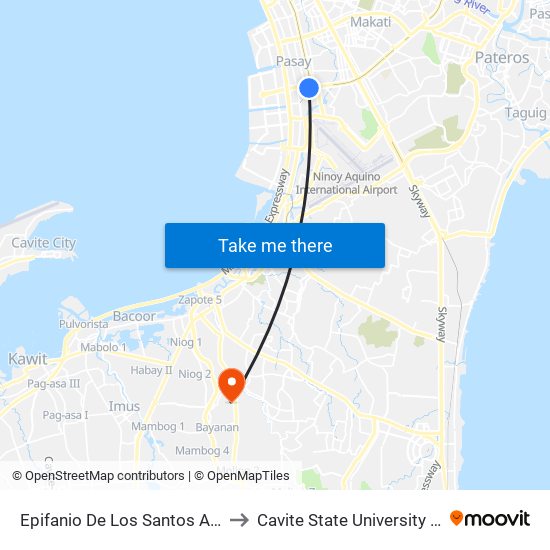 Epifanio De Los Santos Avenue, Lungsod Ng Pasay to Cavite State University - Bacoor Campus (U.C.) map