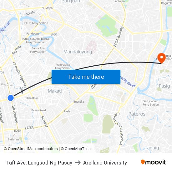Taft Ave, Lungsod Ng Pasay to Arellano University map