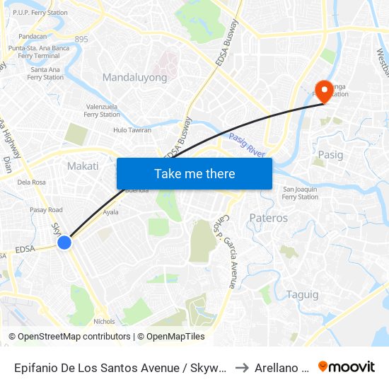 Epifanio De Los Santos Avenue / Skyway , Lungsod Ng Makati, Manila to Arellano University map