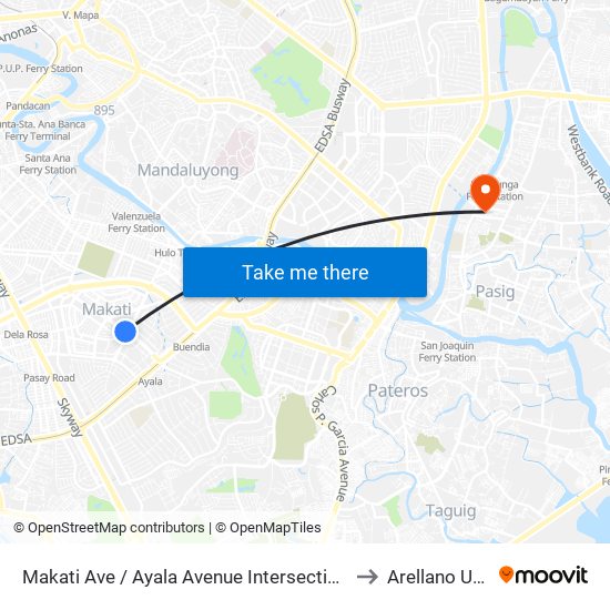 Makati Ave / Ayala Avenue Intersection, Makati City, Manila to Arellano University map