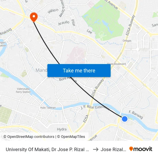 University Of Makati, Dr Jose P. Rizal Extension, Makati City, Manila to Jose Rizal University map