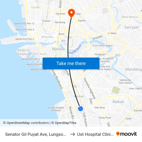 Senator Gil Puyat Ave, Lungsod Ng Pasay, Manila to Ust Hospital Clinical Division map