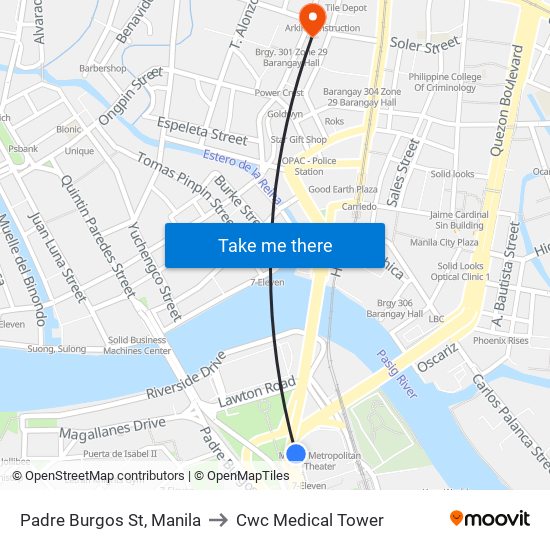 Padre Burgos St, Manila to Cwc Medical Tower map