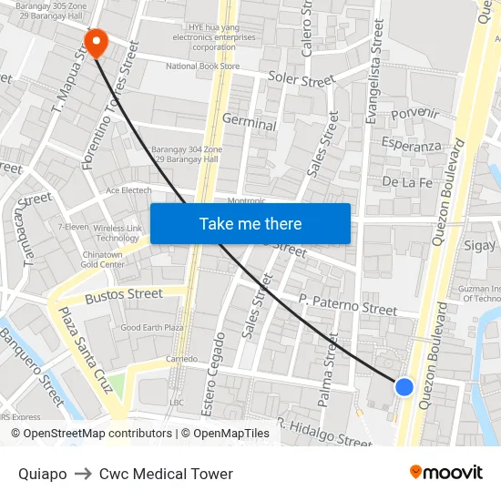 Quiapo to Cwc Medical Tower map
