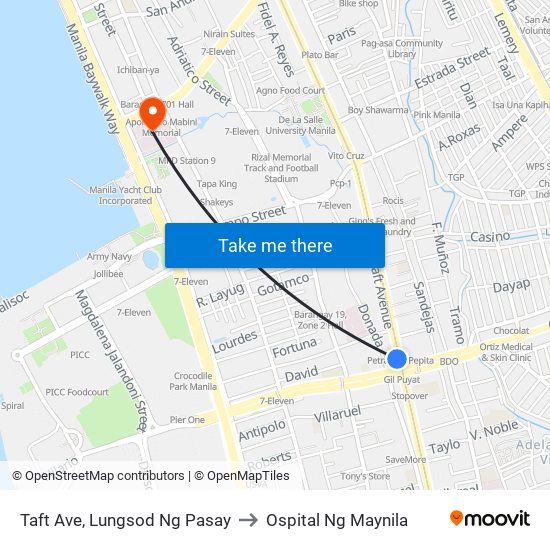 Taft Ave, Lungsod Ng Pasay to Ospital Ng Maynila map