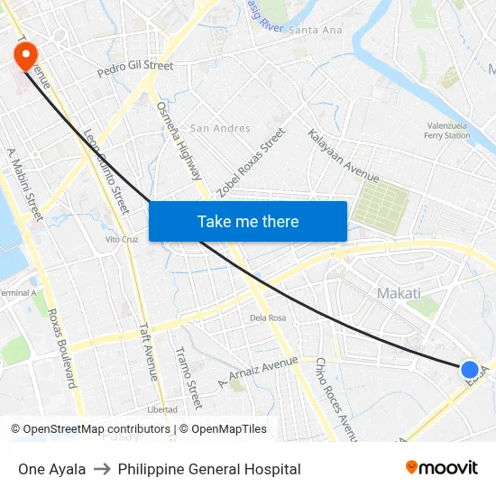 One Ayala to Philippine General Hospital map