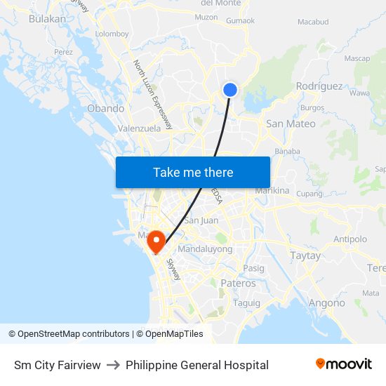 Sm City Fairview to Philippine General Hospital map