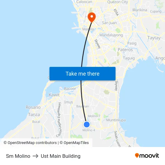 Sm Molino to Ust Main Building map