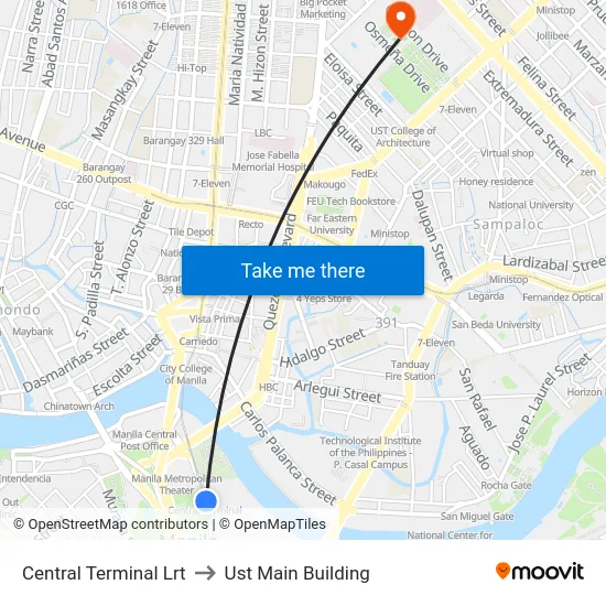 Central Terminal Lrt to Ust Main Building map