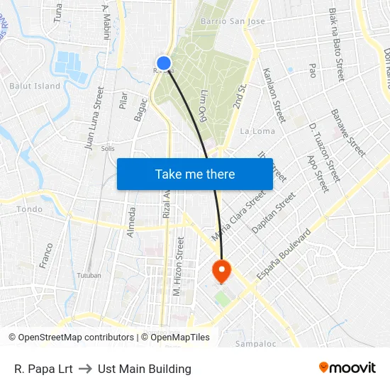 R. Papa Lrt to Ust Main Building map