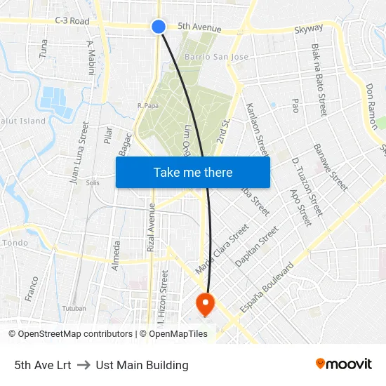 5th Ave Lrt to Ust Main Building map