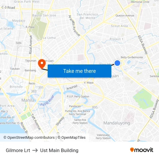 Gilmore Lrt to Ust Main Building map