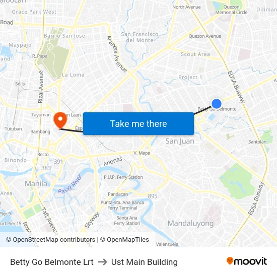 Betty Go Belmonte Lrt to Ust Main Building map
