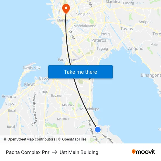 Pacita Complex Pnr to Ust Main Building map