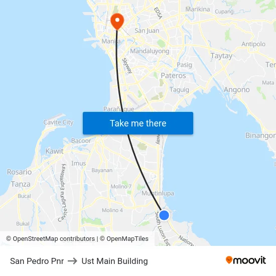 San Pedro Pnr to Ust Main Building map