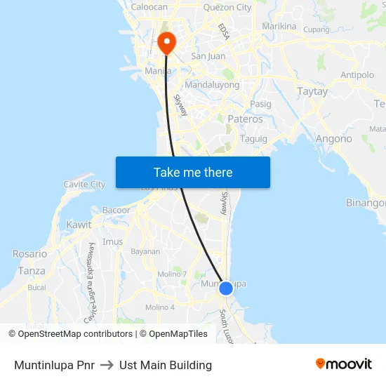 Muntinlupa Pnr to Ust Main Building map