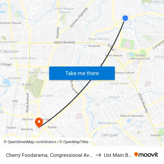 Cherry Foodarama, Congressional Avenue, Quezon City to Ust Main Building map