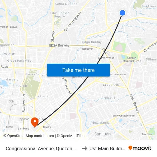 Congressional Avenue, Quezon City to Ust Main Building map