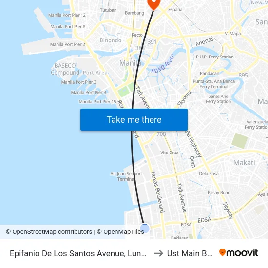 Epifanio De Los Santos Avenue, Lungsod Ng Pasay to Ust Main Building map