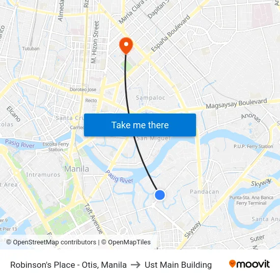 Robinson's Place - Otis, Manila to Ust Main Building map