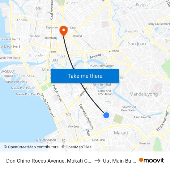 Don Chino Roces Avenue, Makati City, Manila to Ust Main Building map