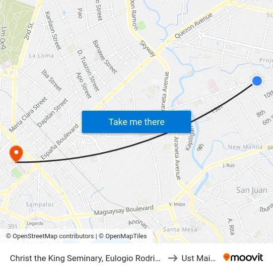 Christ the King Seminary, Eulogio Rodriguez Sr. Ave, Quezon City, Manila to Ust Main Building map