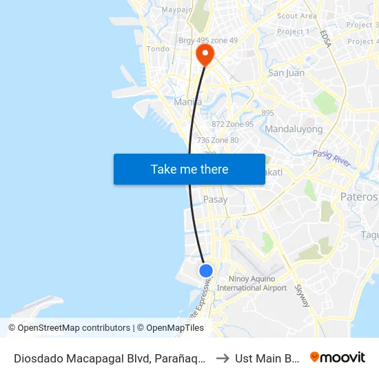 Diosdado Macapagal Blvd, Parañaque City, Manila to Ust Main Building map