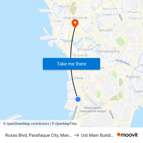 Roxas Blvd, Parañaque City, Manila to Ust Main Building map