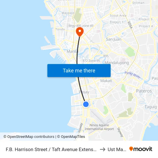 F.B. Harrison Street / Taft Avenue Extension Intersection, Lungsod Ng Pasay, Manila to Ust Main Building map
