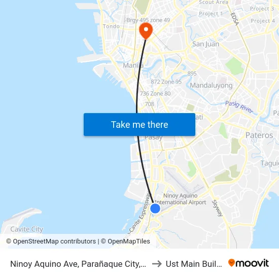 Ninoy Aquino Ave, Parañaque City, Manila to Ust Main Building map