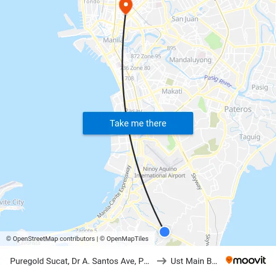 Puregold Sucat, Dr A. Santos Ave, Parañaque City to Ust Main Building map