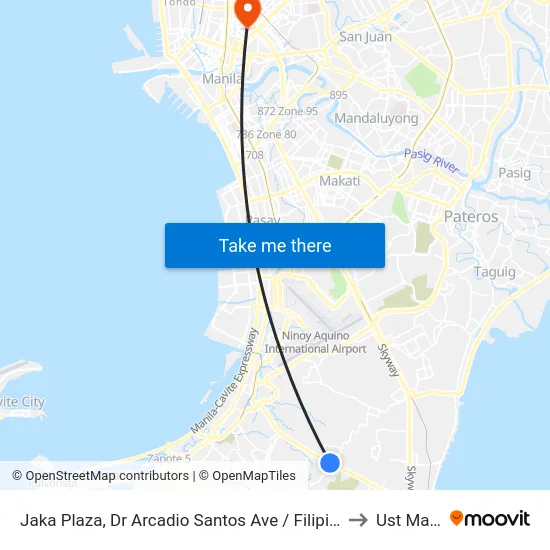 Jaka Plaza, Dr Arcadio Santos Ave / Filipinas Ave Intersection, Parañaque City, Manila to Ust Main Building map