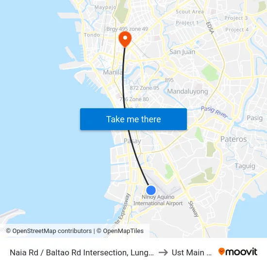 Naia Rd / Baltao Rd Intersection, Lungsod Ng Pasay, Manila to Ust Main Building map