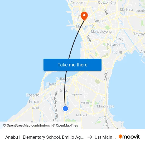 Anabu II Elementary School, Emilio Aguinaldo Hwy, Imus, Manila to Ust Main Building map