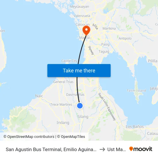 San Agustin Bus Terminal, Emilio Aguinaldo Hwy, Lungsod Ng Dasmariñas, Manila to Ust Main Building map