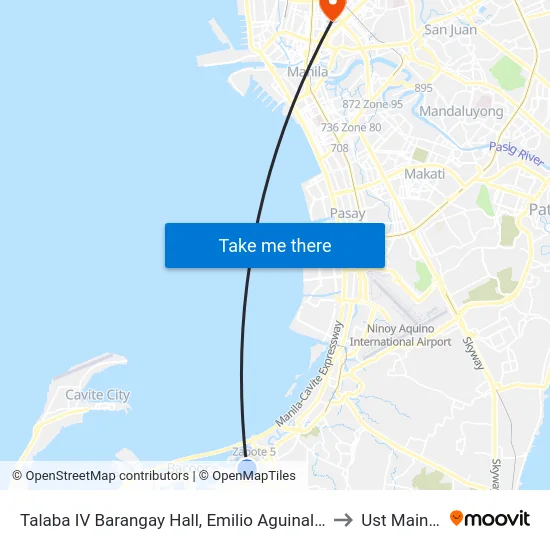 Talaba IV Barangay Hall, Emilio Aguinaldo Hwy, Bacoor City, Manila to Ust Main Building map