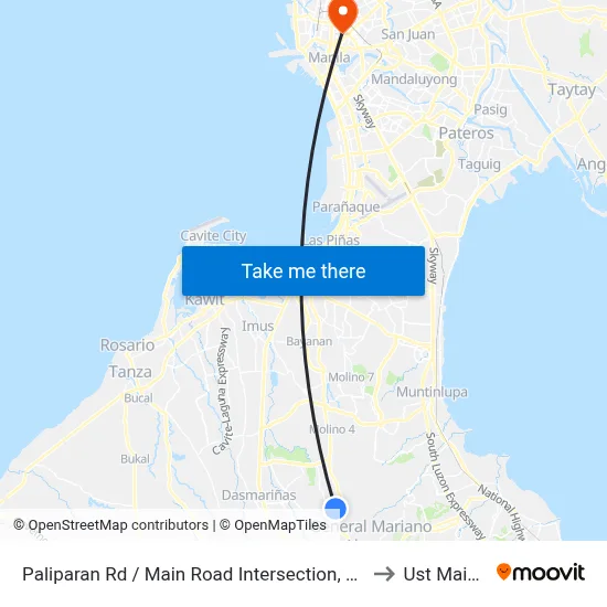 Paliparan Rd / Main Road Intersection, Lungsod Ng Dasmariñas, Manila to Ust Main Building map