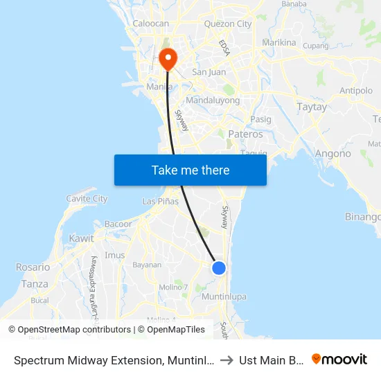 Spectrum Midway Extension, Muntinlupa City, Manila to Ust Main Building map