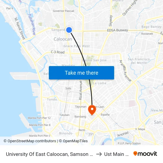 University Of East Caloocan, Samson Road, Caloocan City to Ust Main Building map