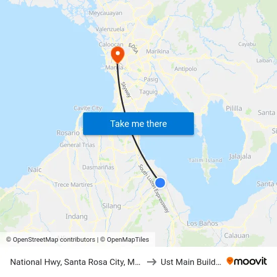 National Hwy, Santa Rosa City, Manila to Ust Main Building map